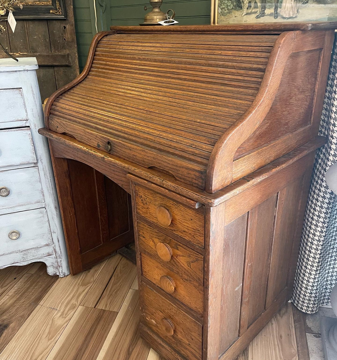 Antique Oak Roll Top DeskTop Lacy Interiors and Gifts