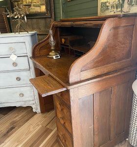 Antique Oak Roll  Top DeskTop
